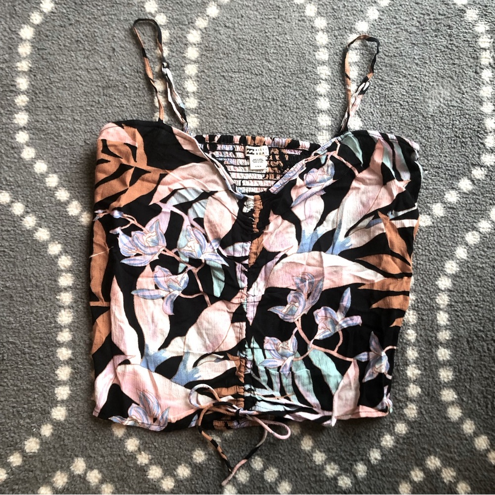 Billabong - Spaghetti Strap Button-Up Hawaiian Crop Top - Women’s SIZE MEDIUM